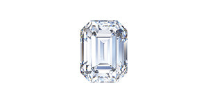 emerald cut diamond on white background