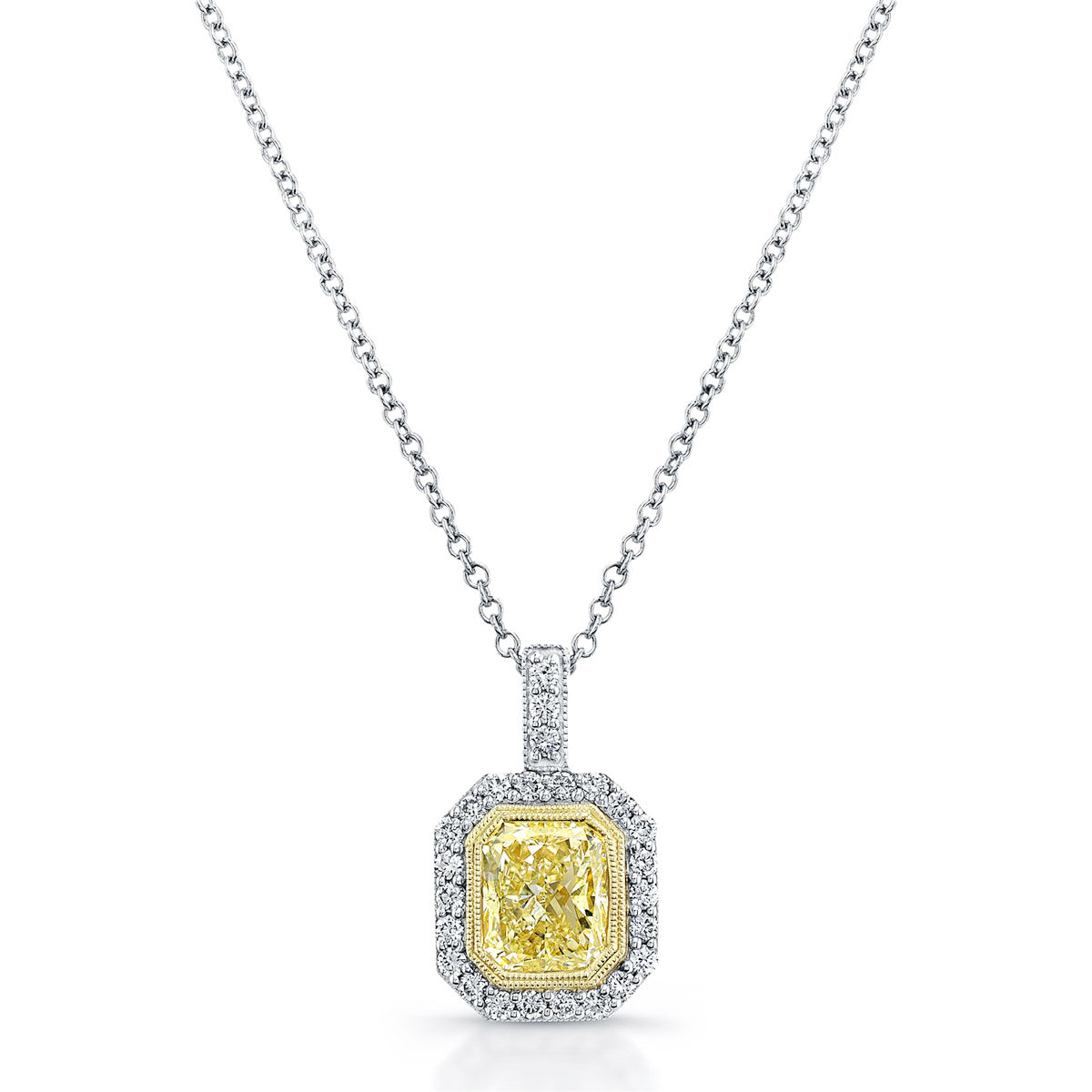 Radiant-Cut Yellow Diamond Pendant Necklace
