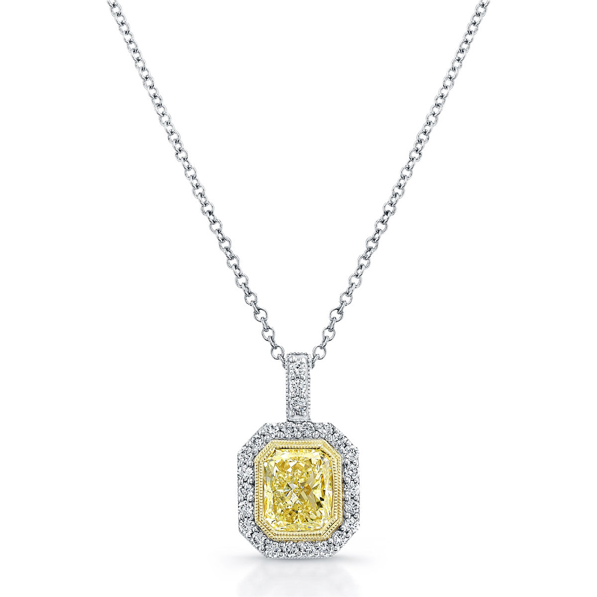 RadiantCut Yellow Diamond Pendant Necklace