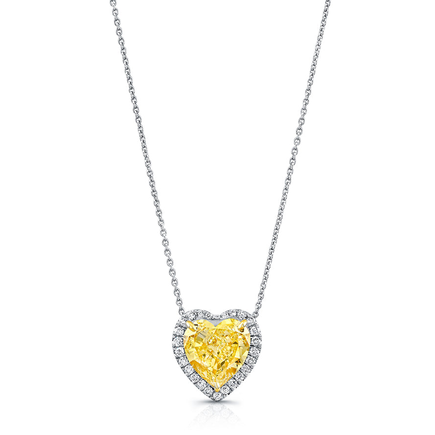 HeartShaped Yellow Diamond Pendant Necklace