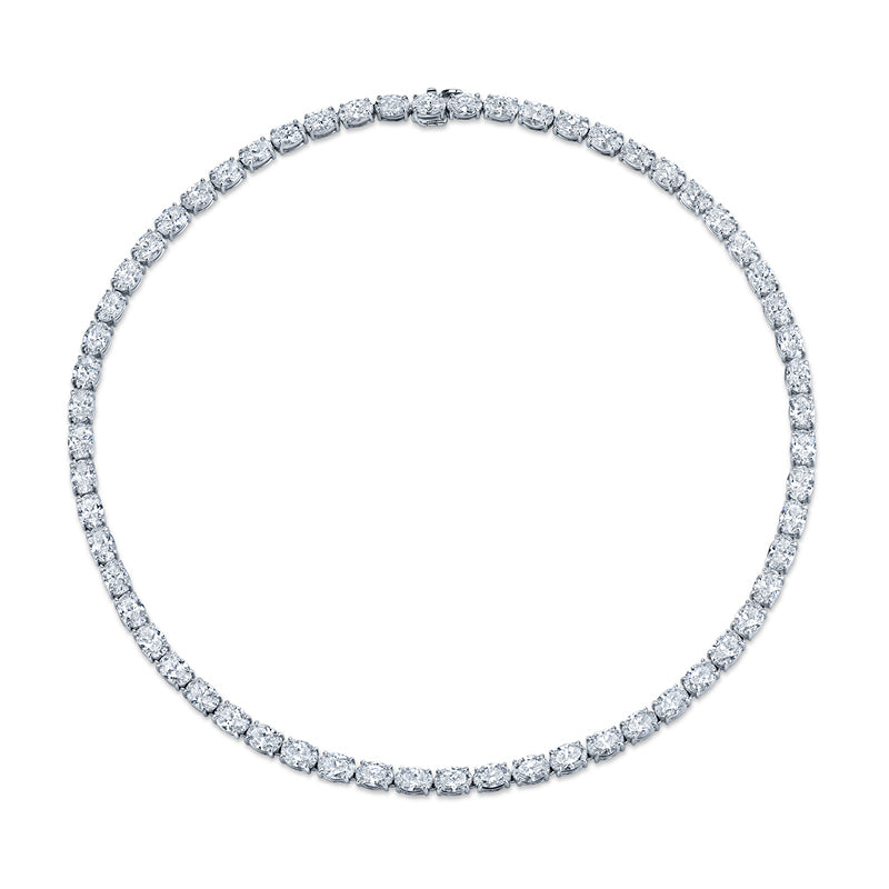East-West Oval Diamond Tennis Necklace
