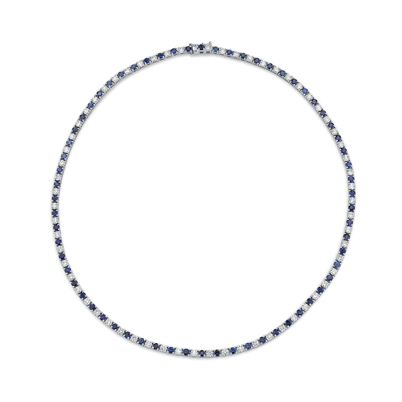 Diamond & Sapphire Tennis Necklace