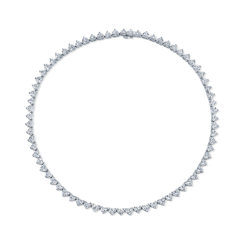 Round Diamond Tennis Necklace In White Gold