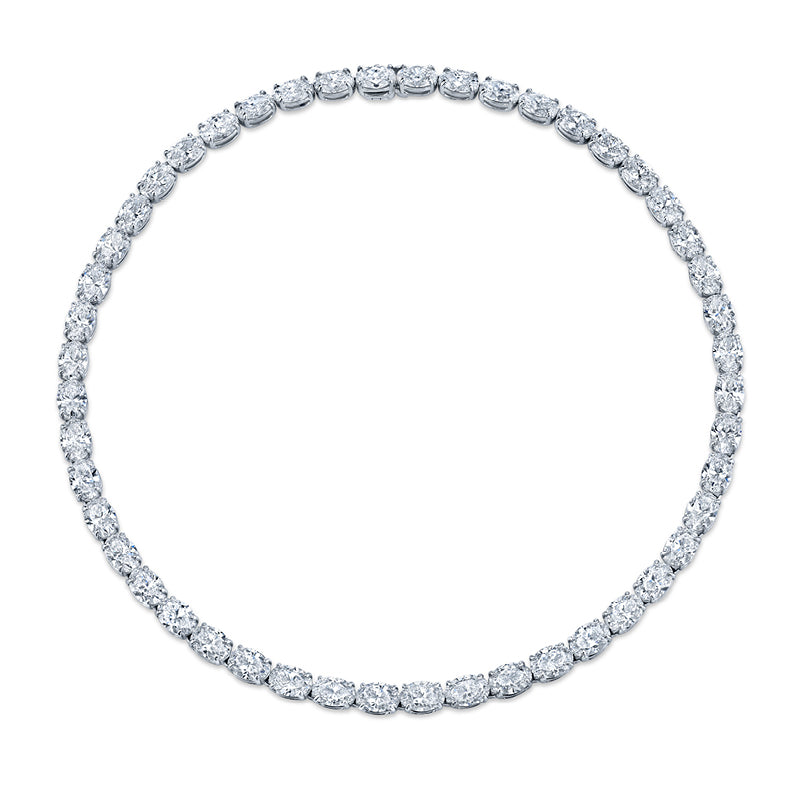 Large East-West Oval Diamond Tennis Necklace