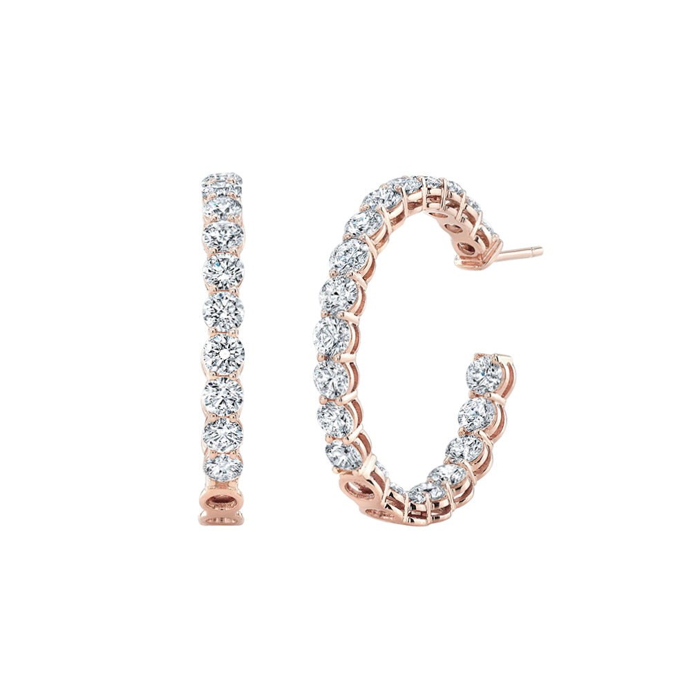 Diamond Hoop Earrings In Rose Gold
