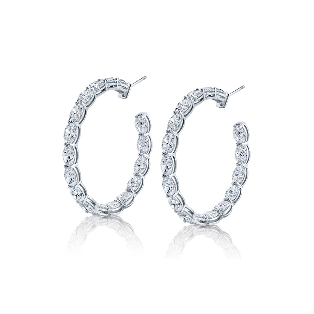 Oval Diamond Hoop Earrings