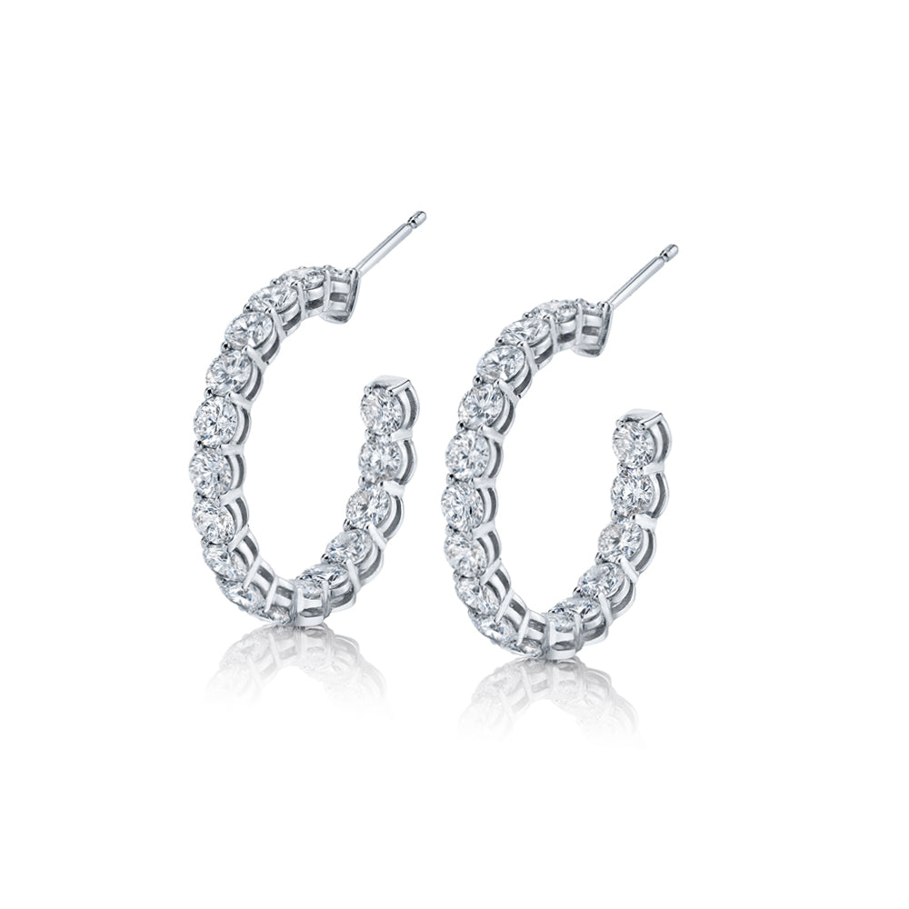 Round Brilliant Diamond Hoop Earrings