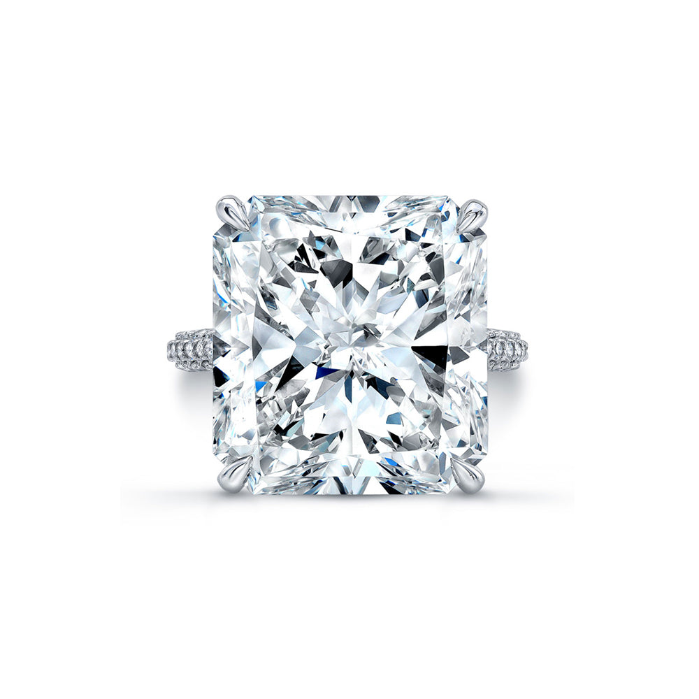 Large 20ct Radiant-Cut & Pavé Diamond Ring