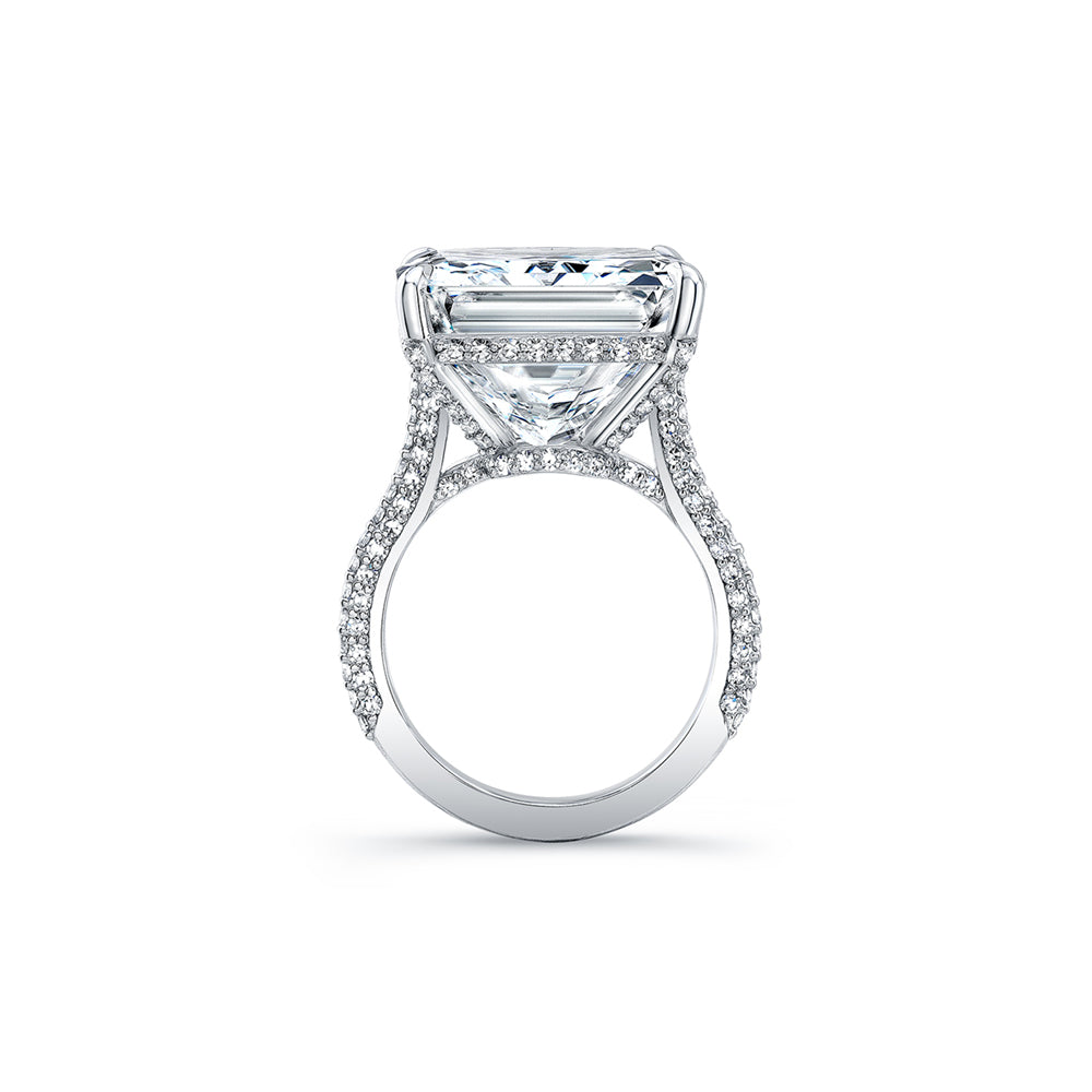 Large 20ct Radiant-Cut & Pavé Diamond Ring