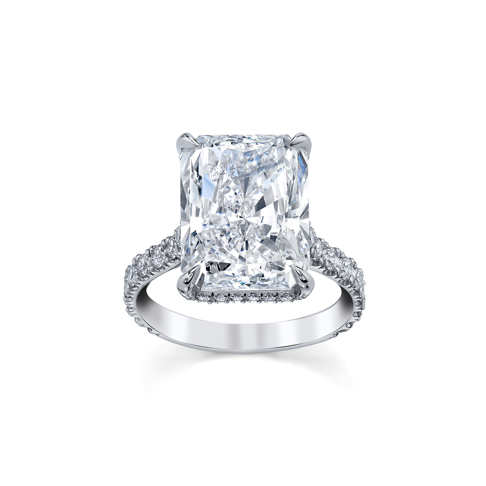 10ct Radiant-Cut & Pavé Diamond Ring