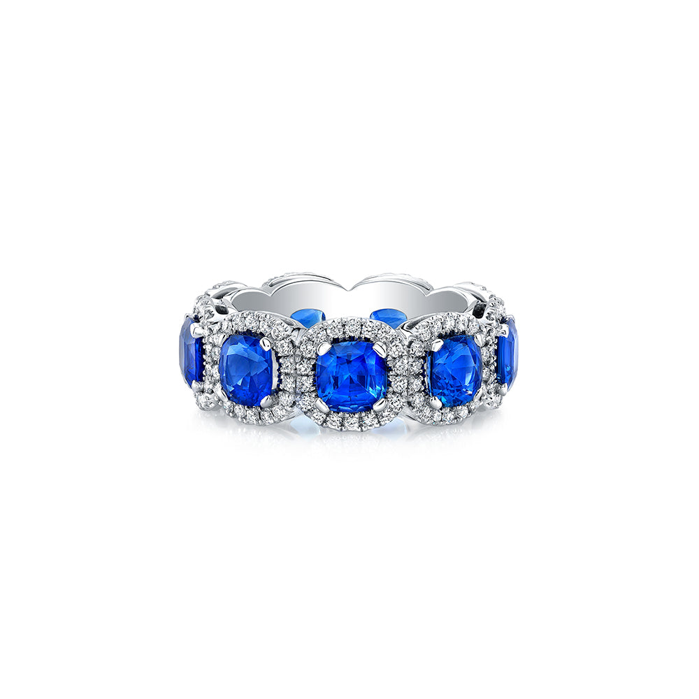 Cushion-Cut Sapphire & Diamond Band