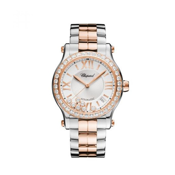 Pre-Owned Chopard Happy Sport Diamond Dial Watch Two-Tone Rose