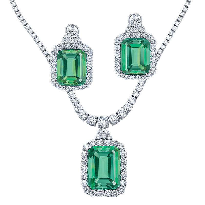 Rare Octagonal-Cut Emerald Set