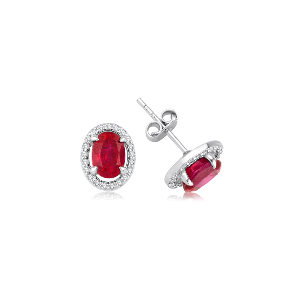 Ruby & Diamond Stud Earrings