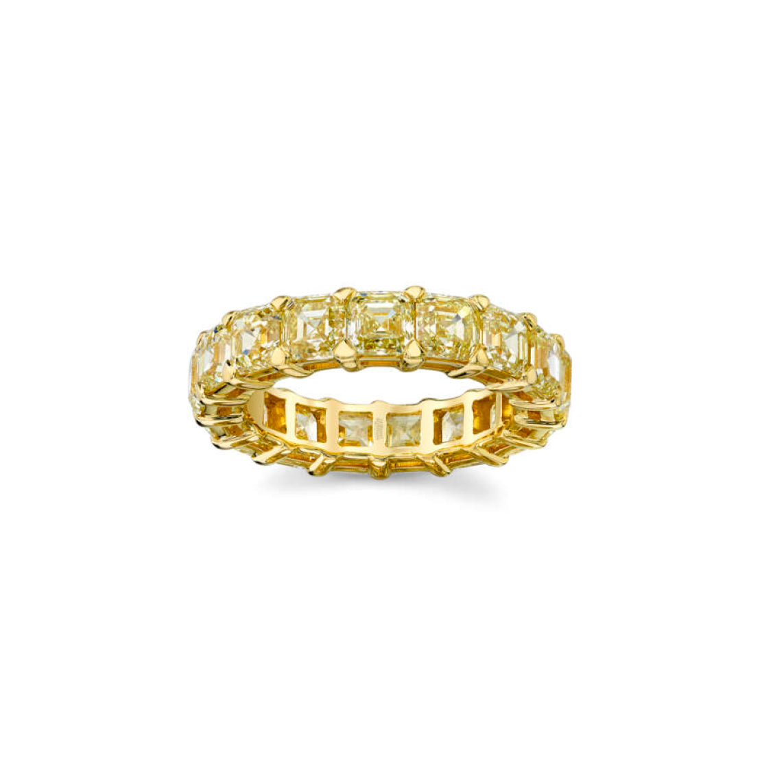 Asscher-Cut Yellow Diamond Band