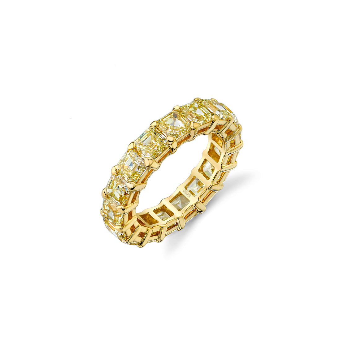 Asscher-Cut Yellow Diamond Band