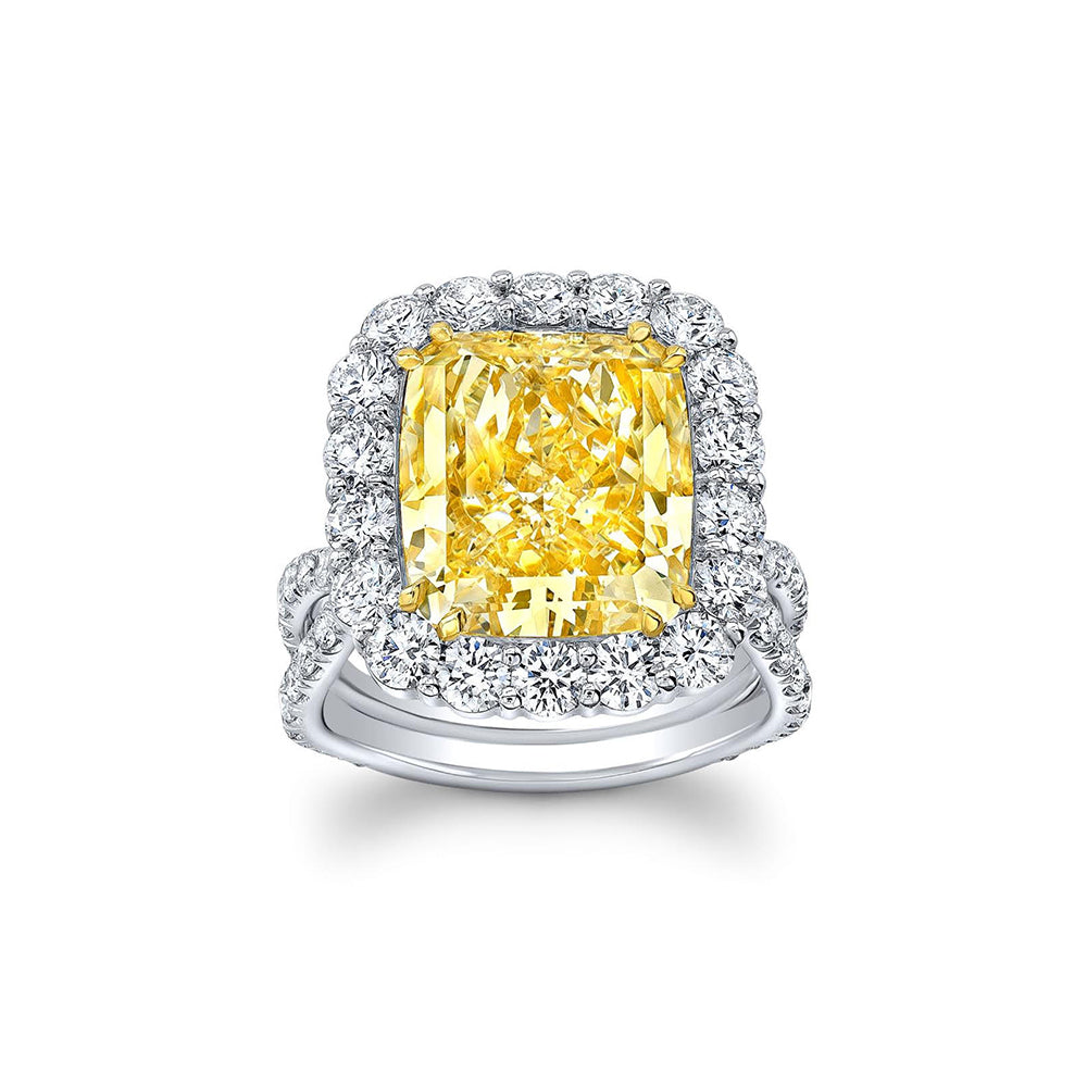 Rare Cushion-Cut Yellow Diamond Ring