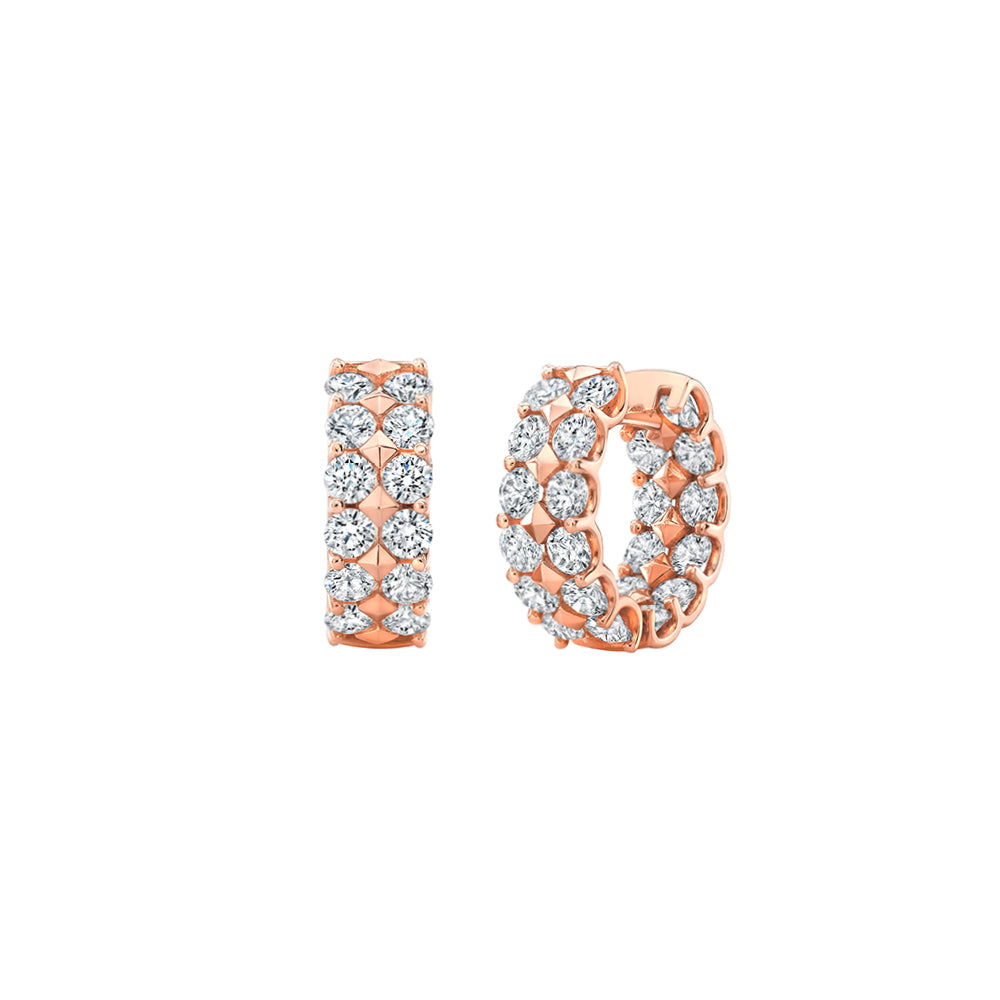 Two-Row Diamond Hoop Earrings