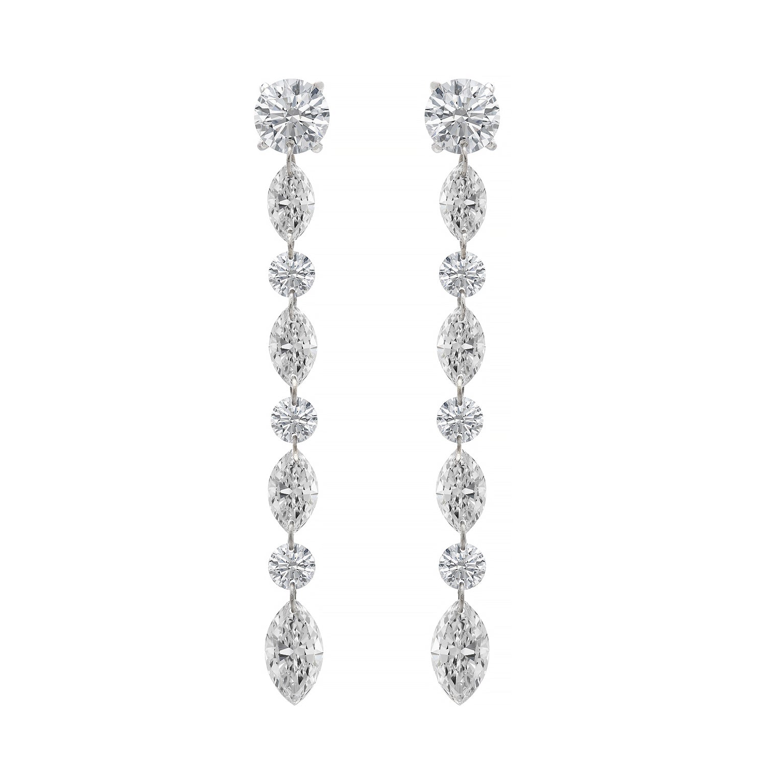 Round & Marquise Diamond Earrings