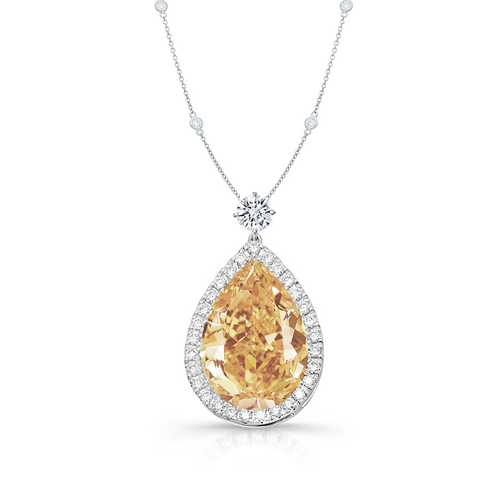 Large Pear-Shaped Champagne Diamond Necklace