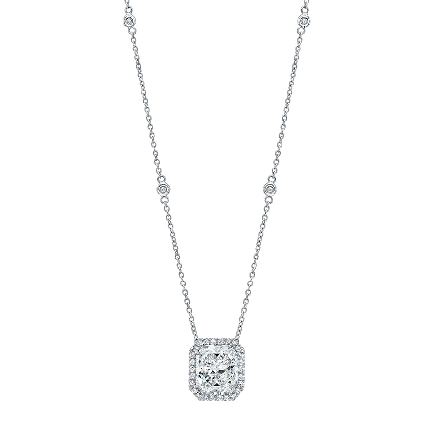 Radiant-Cut Diamond & Halo Necklace