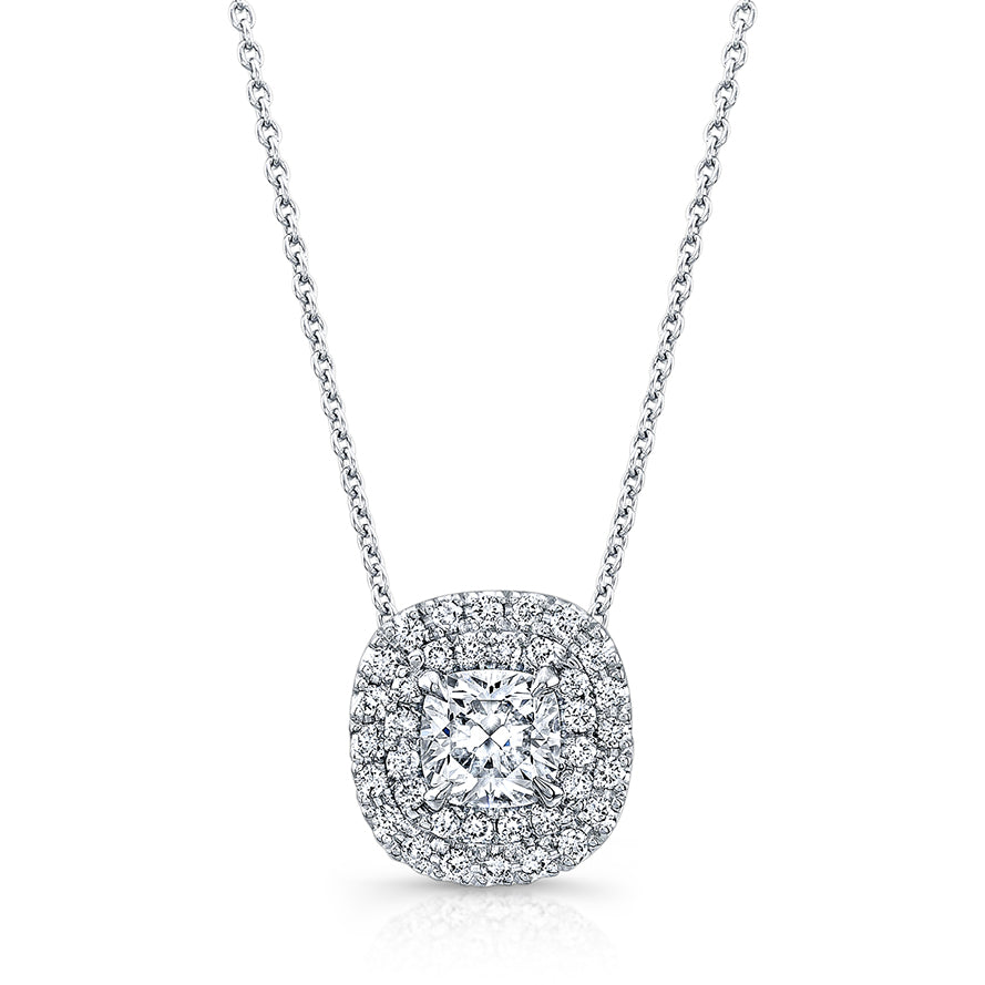 Cushion-Cut Diamond Pendant Necklace