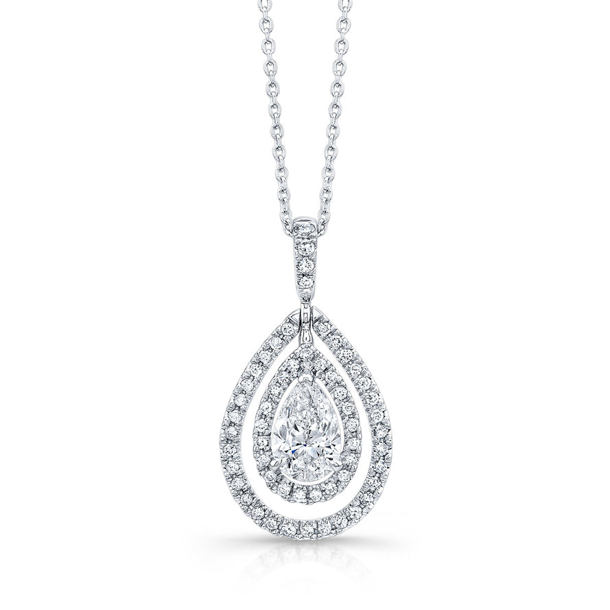 Tear-Drop Diamond Pendant Necklace