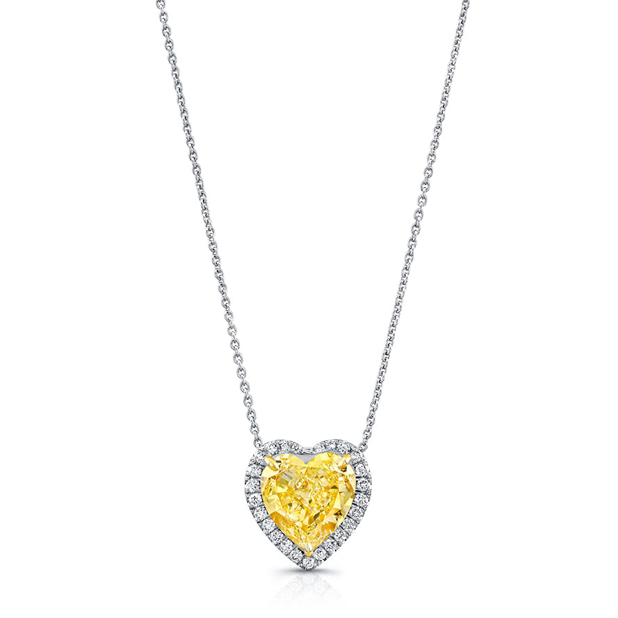 Heart-Shaped Yellow Diamond Pendant Necklace