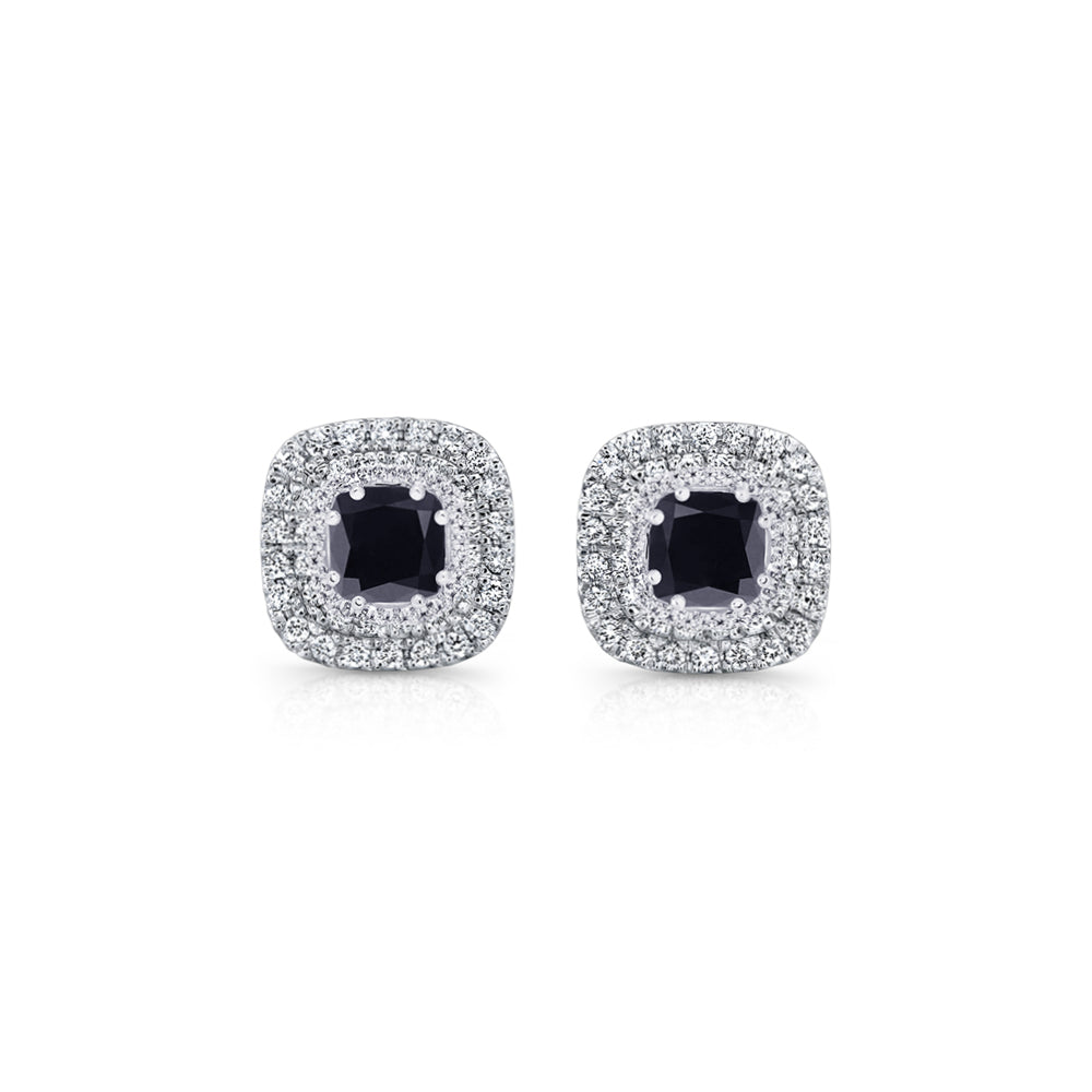 Black Diamond Halo Earrings