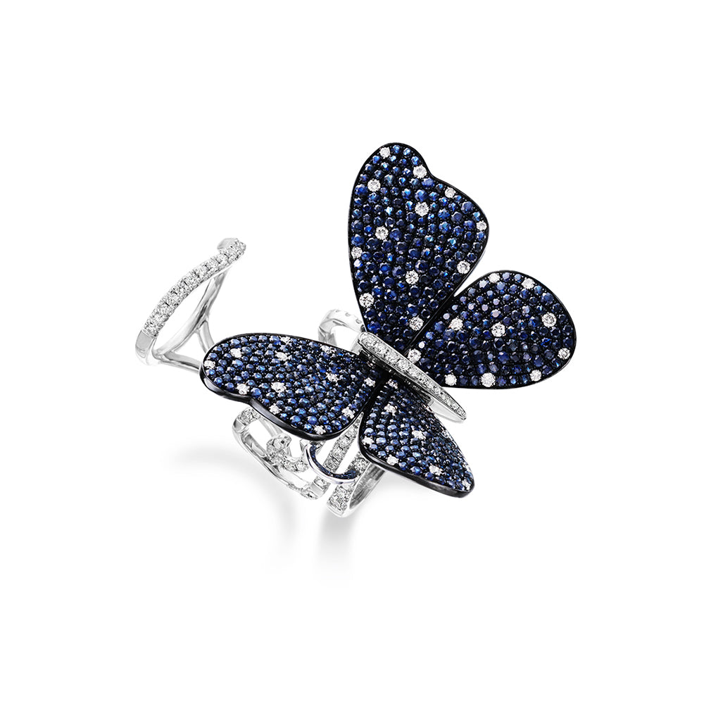 Moving Butterfly Sapphire Ring