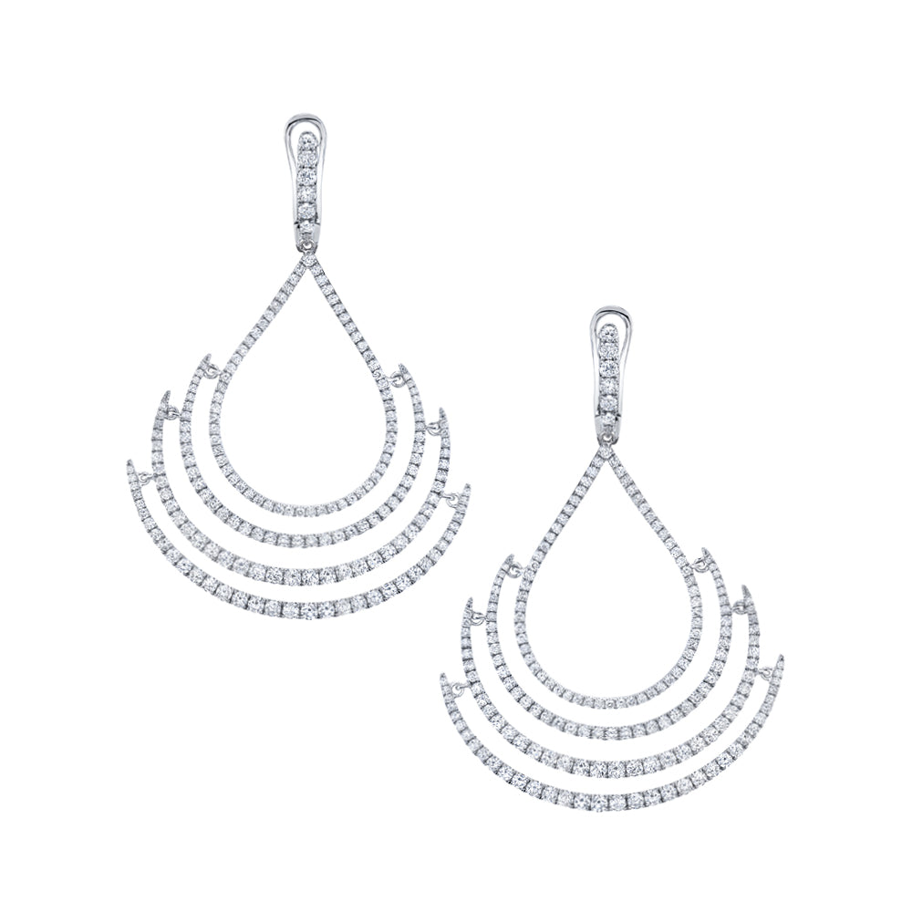 Diamond Fan-Shaped Chandelier Earrings