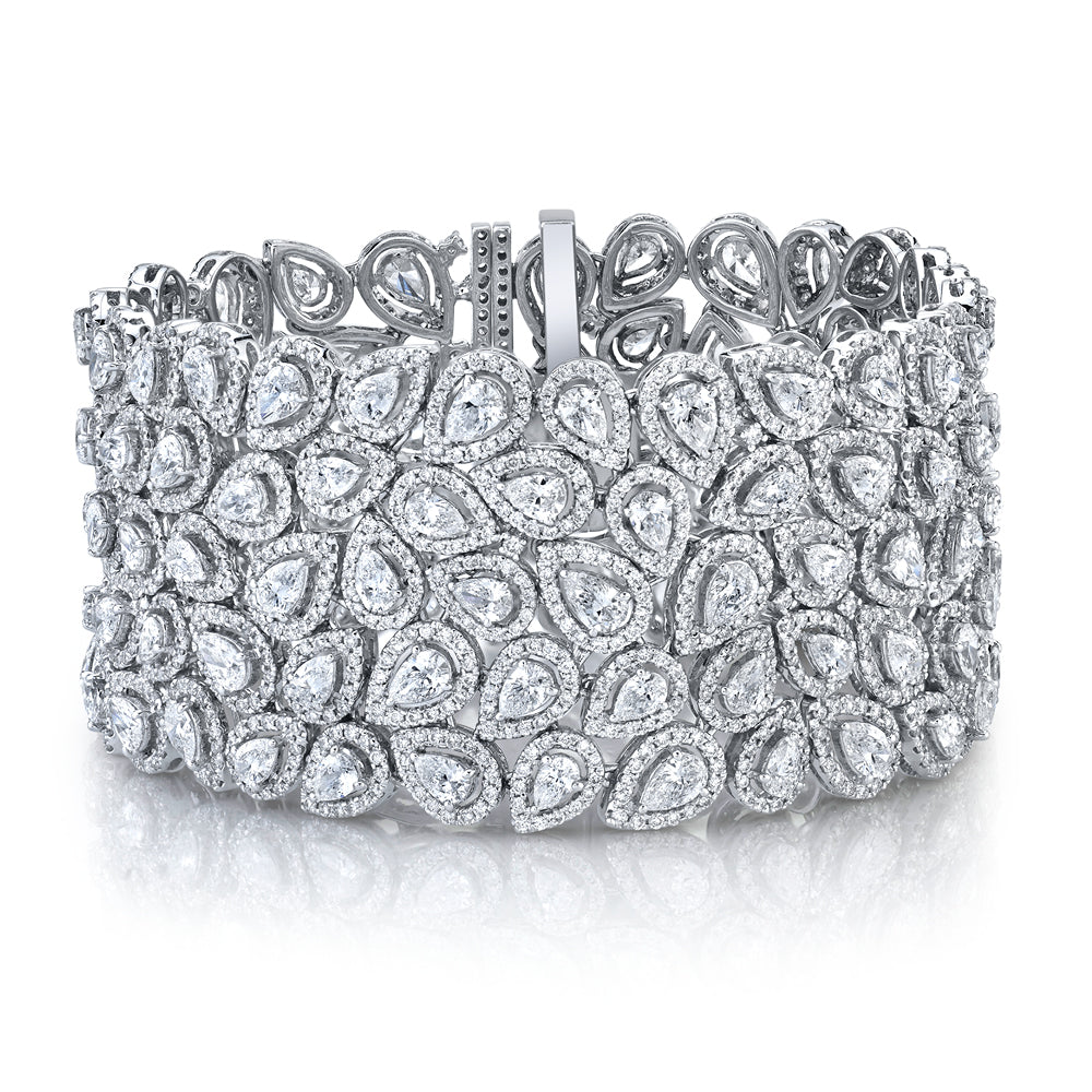 Pear & Round Diamond Cuff Bracelet