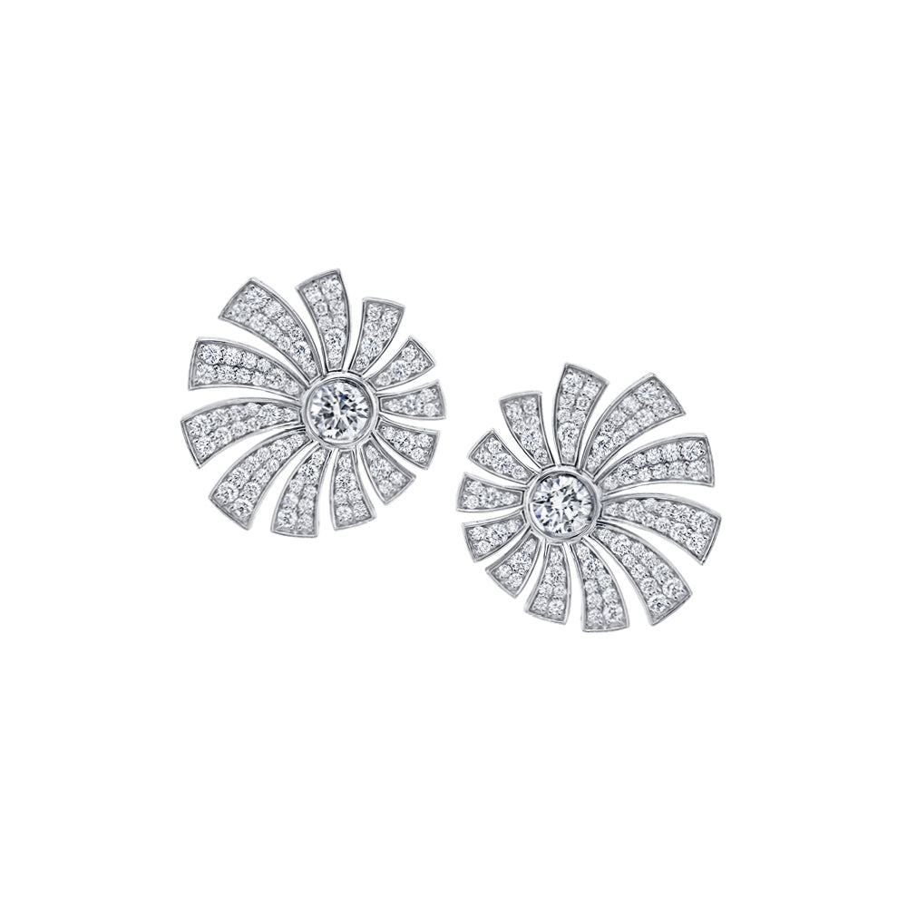 Spiral Cluster Diamond Earrings