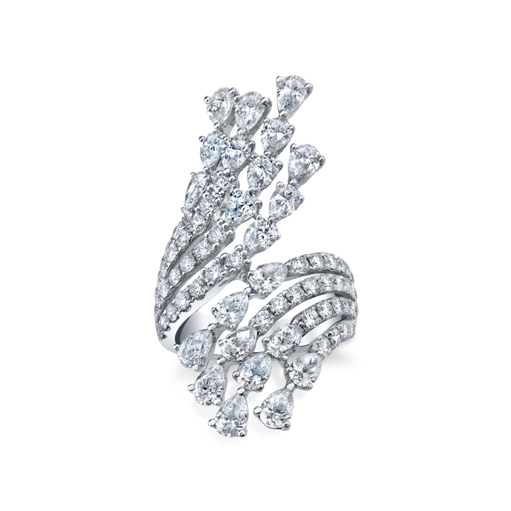 Large Diamond Waterfall Ring