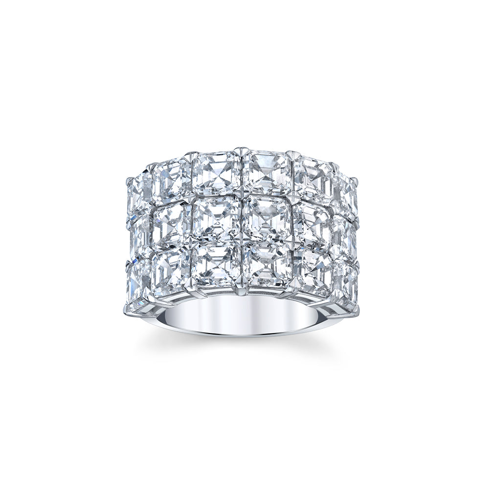 3-Row Diamond Asscher Band