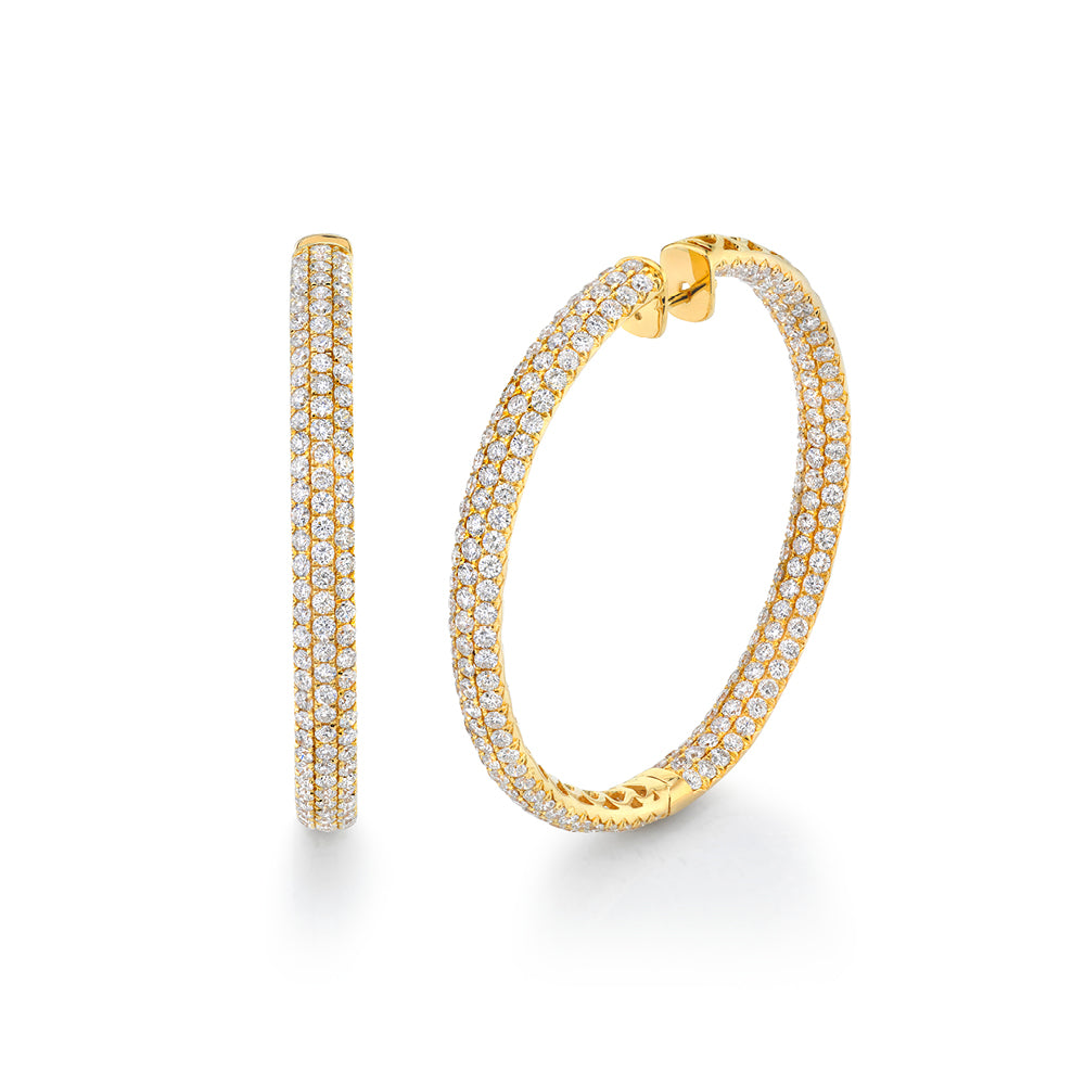 Multi-Row Pavé Diamond Hoop Earrings