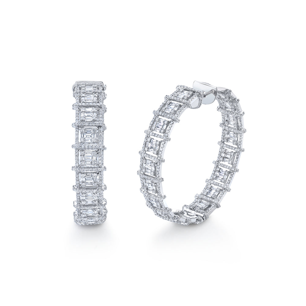 Baguette Diamond Hoop Earrings