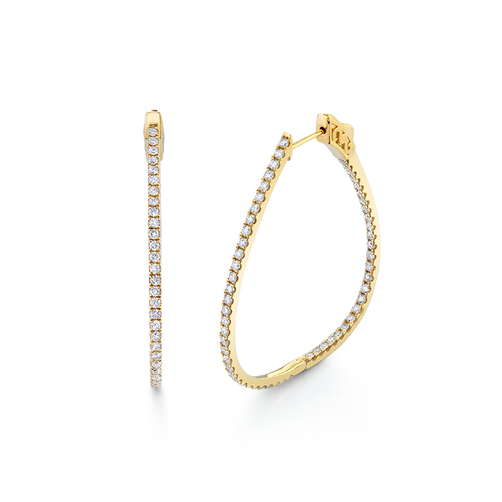 Teardrop Diamond Hoop Earrings