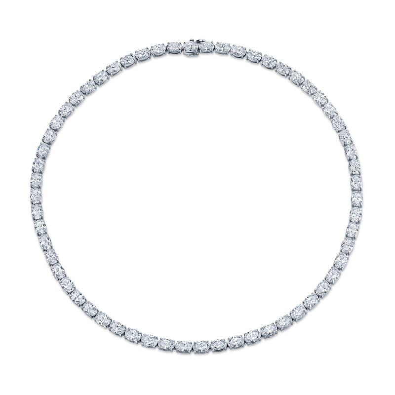 East-West Oval Diamond Eternity Necklace