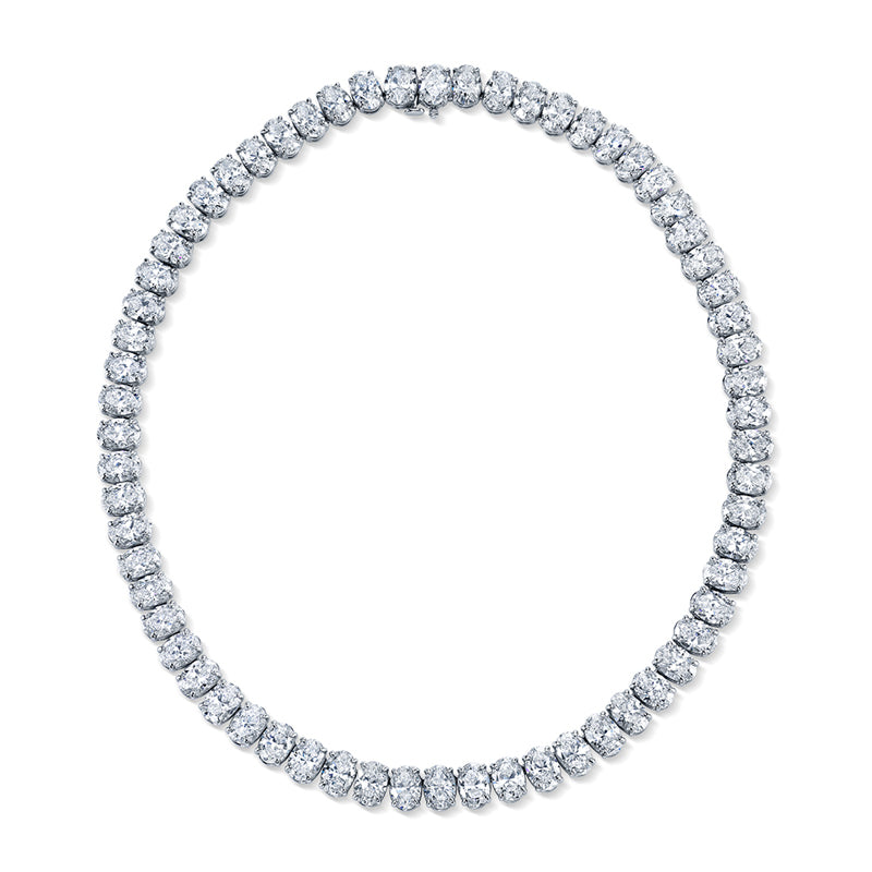 Oval Diamond Tennis Necklace