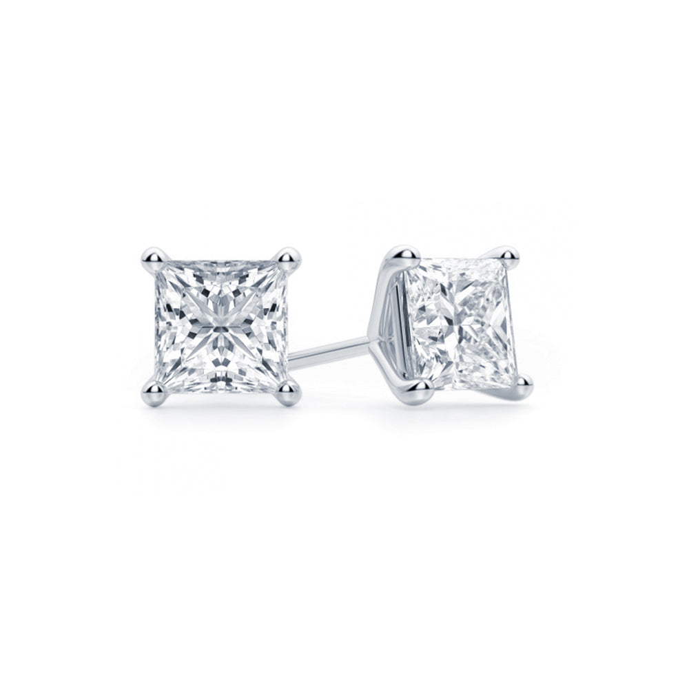 Princess-Cut Diamond Stud Earrings