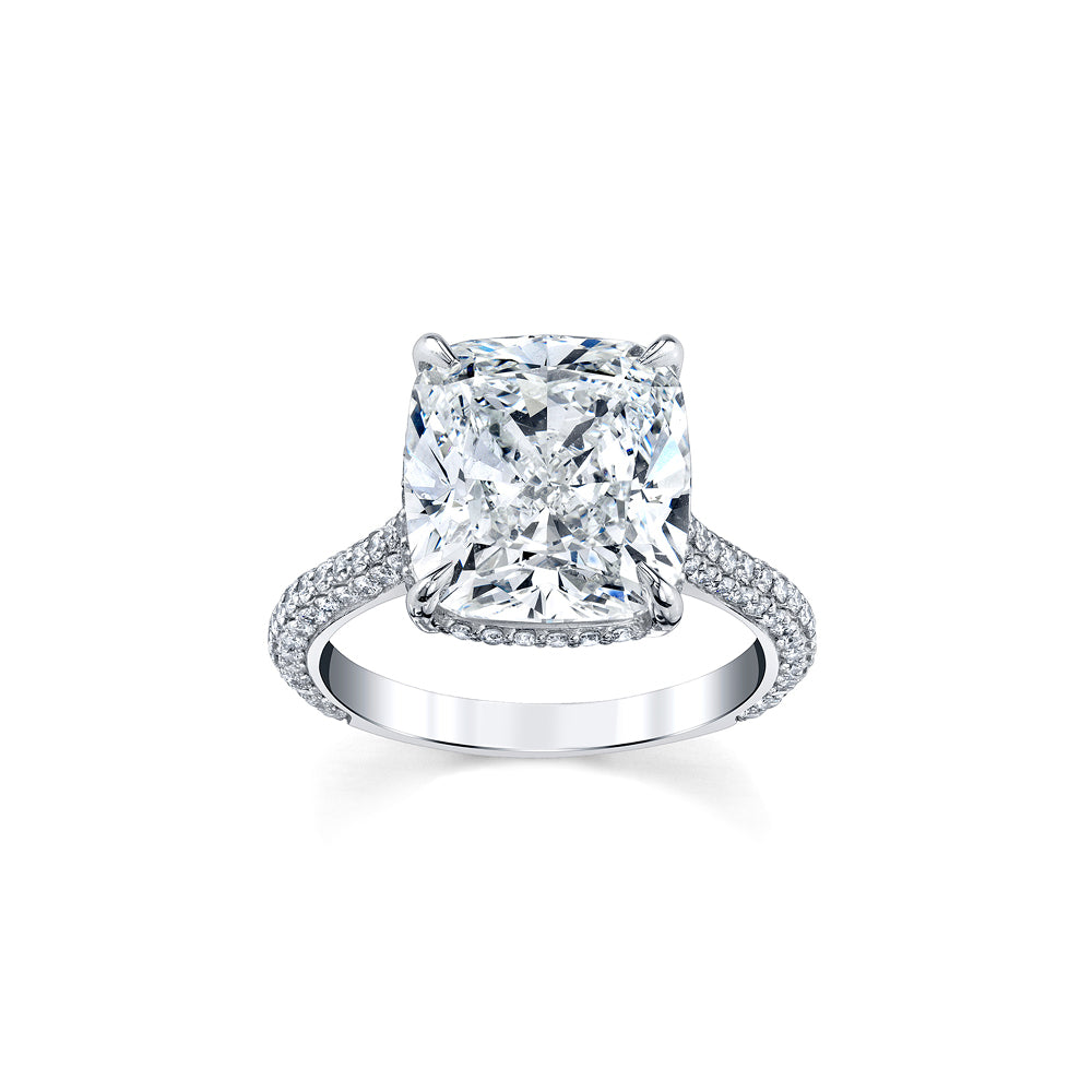 5ct Cushion-Cut & Pavé Diamond Ring