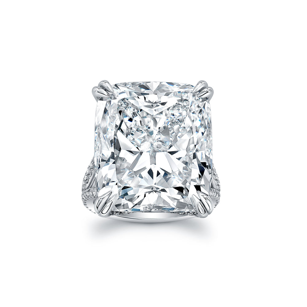 Large 20ct Cushion-Cut Diamond Ring