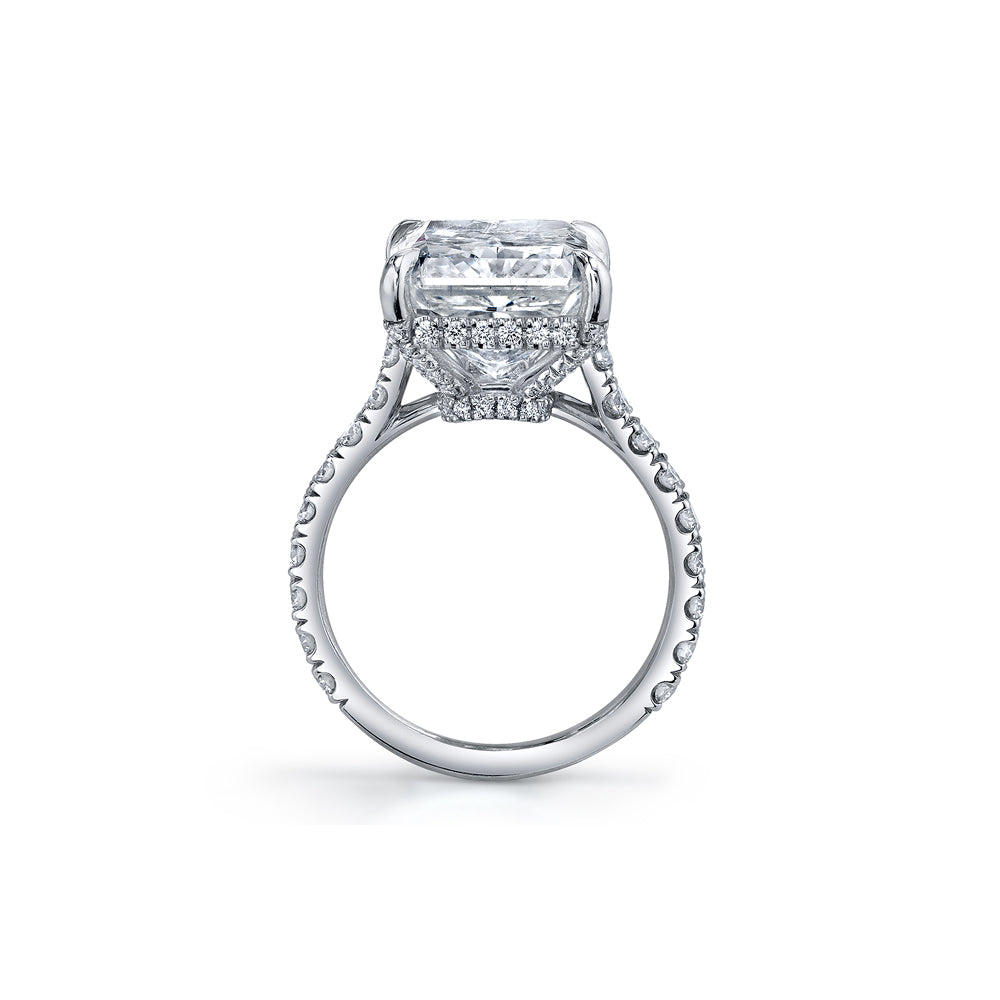 10ct Radiant-Cut & Pavé Diamond Ring