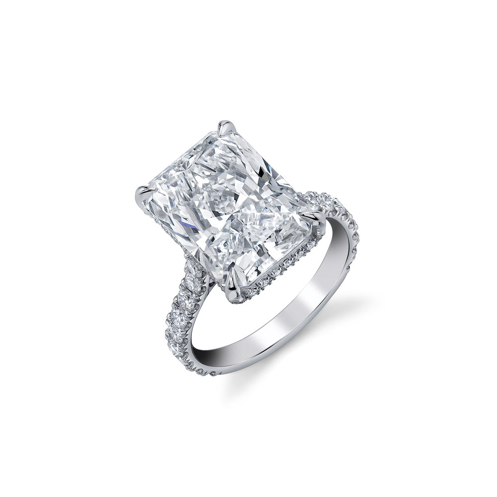 10ct Radiant-Cut & Pavé Diamond Ring