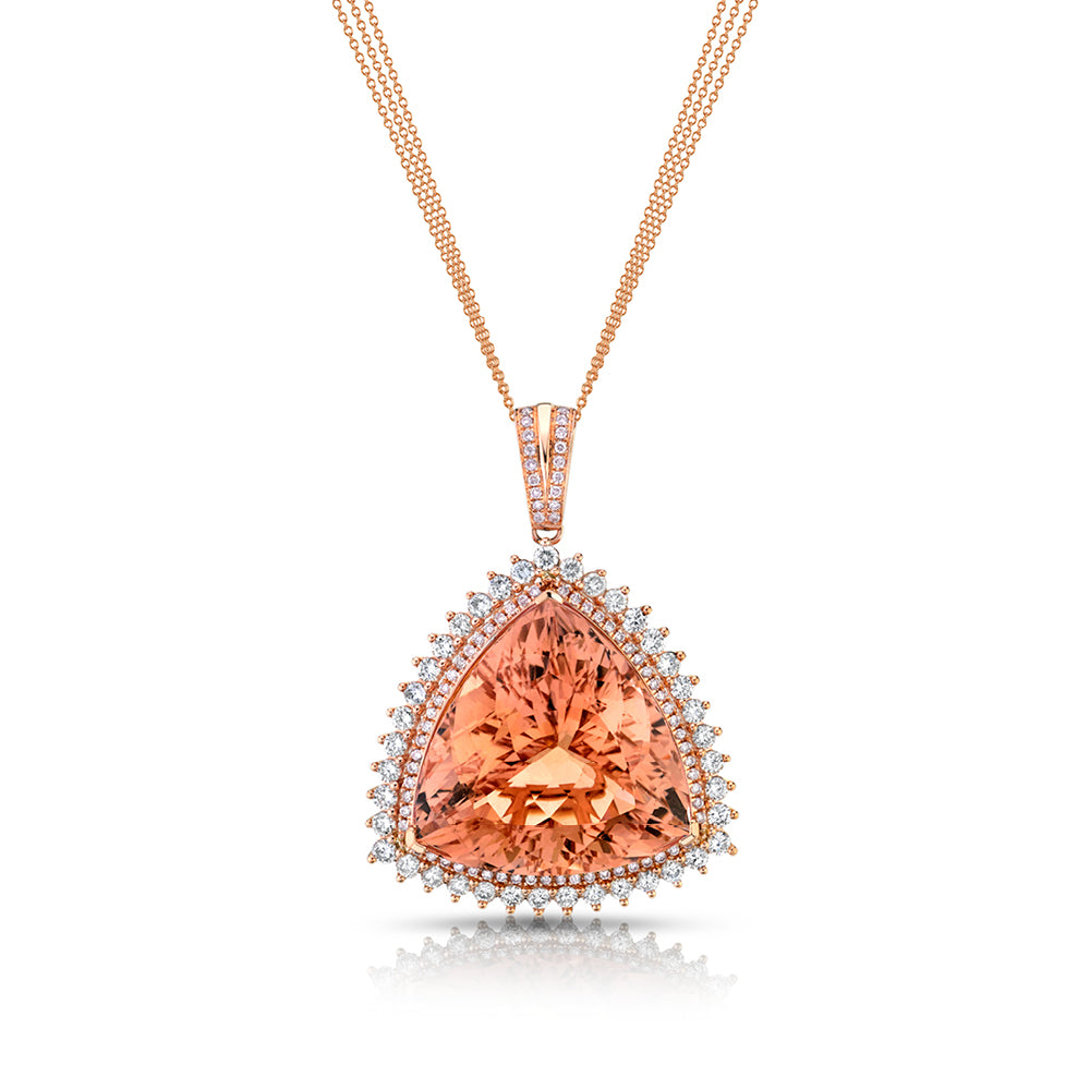 Rare Trillion-Cut Morganite Necklace