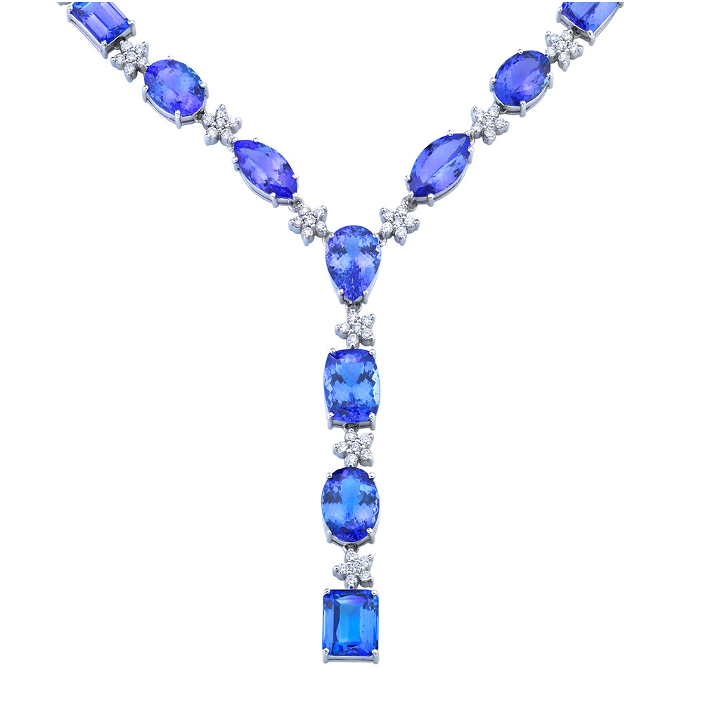 Long Tanzanite & Diamond Necklace