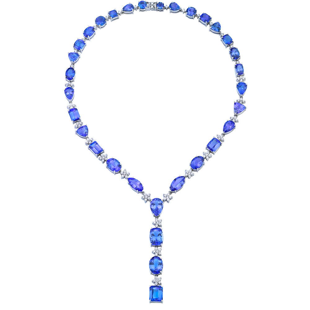 Long Tanzanite & Diamond Necklace