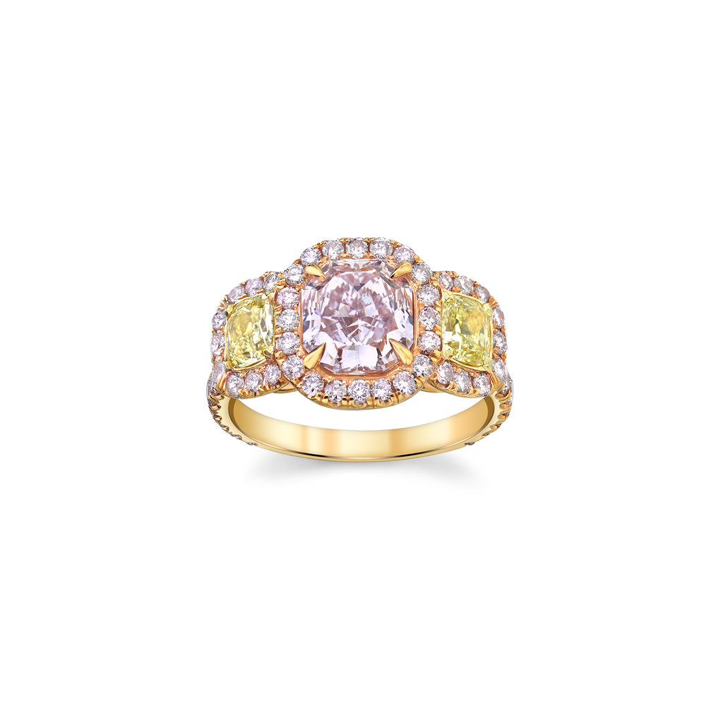 Rare Pink & Yellow Diamond Ring