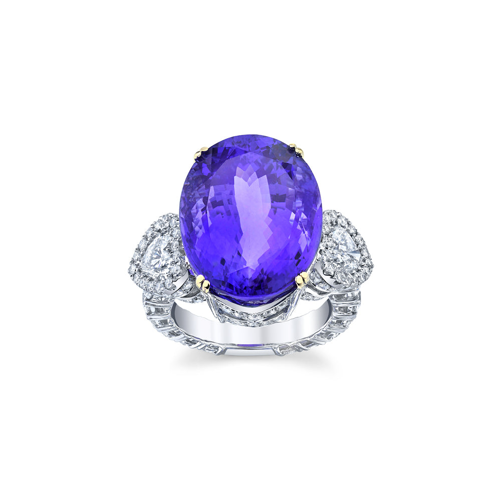 Large Tanzanite & Diamond Ring